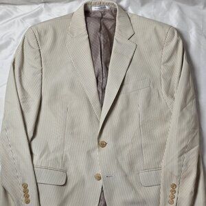 Ralph Lauren White/Tan Striped Sport Coat/Jacket 40S